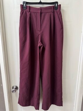 Abercrombie & Fitch Wide-Leg High-Rise Pants in Plum